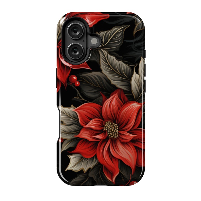 iPhone 16 StrongFit Christmas Poinsettia flowers by haroulita