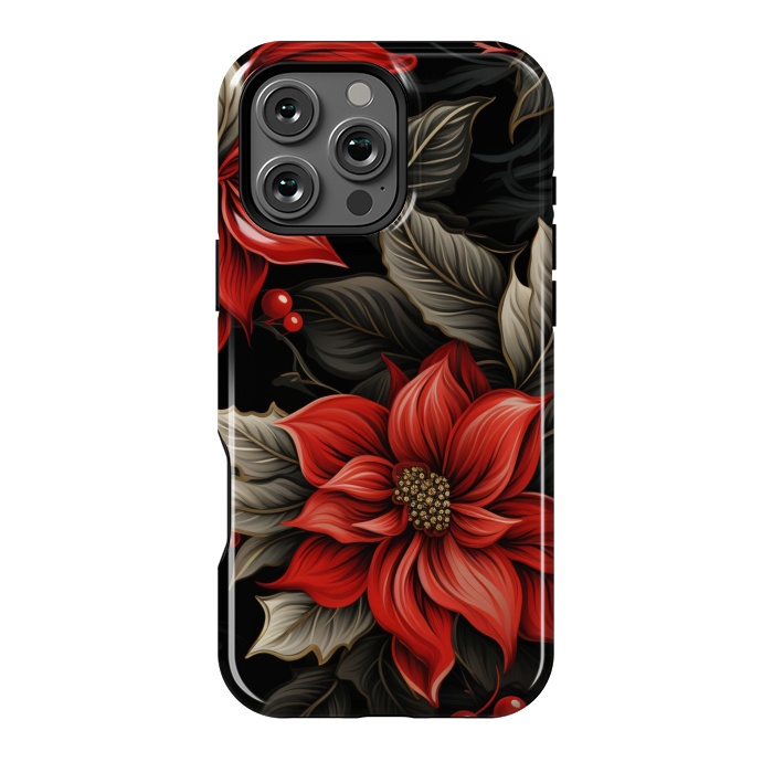 iPhone 16 Pro Max StrongFit Christmas Poinsettia flowers by haroulita