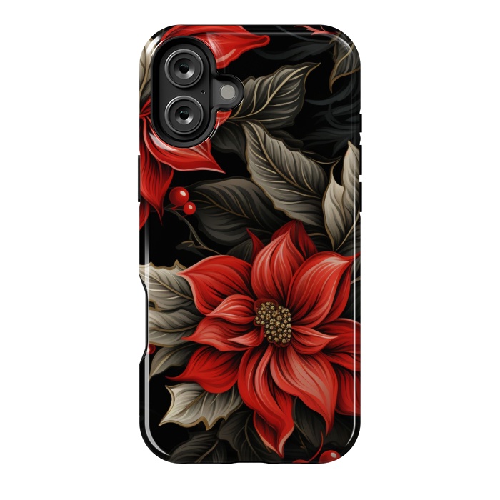 iPhone 16 Plus StrongFit Christmas Poinsettia flowers by haroulita