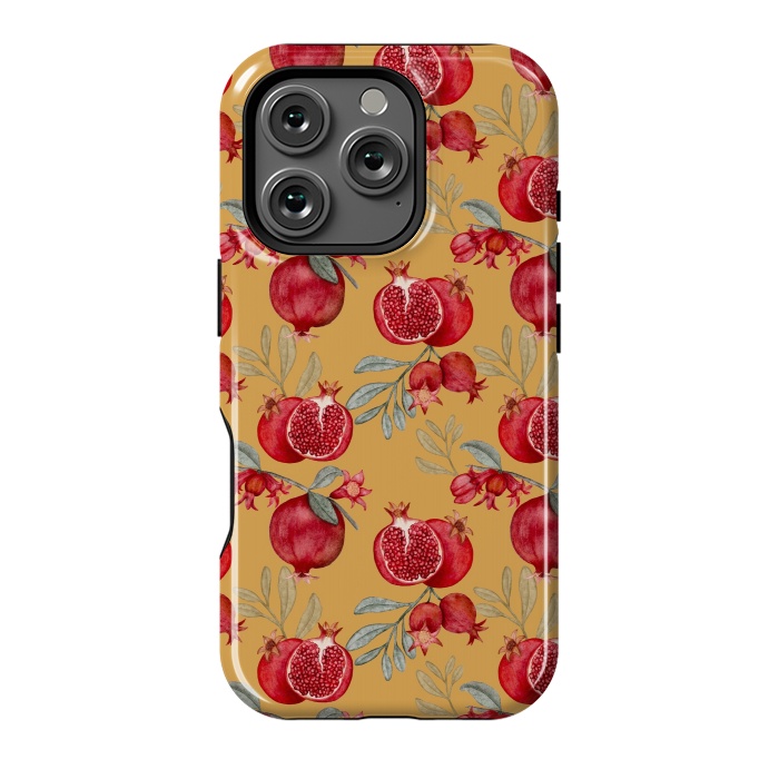 iPhone 16 Pro StrongFit Pomegranates, yellow by Flowery Stories