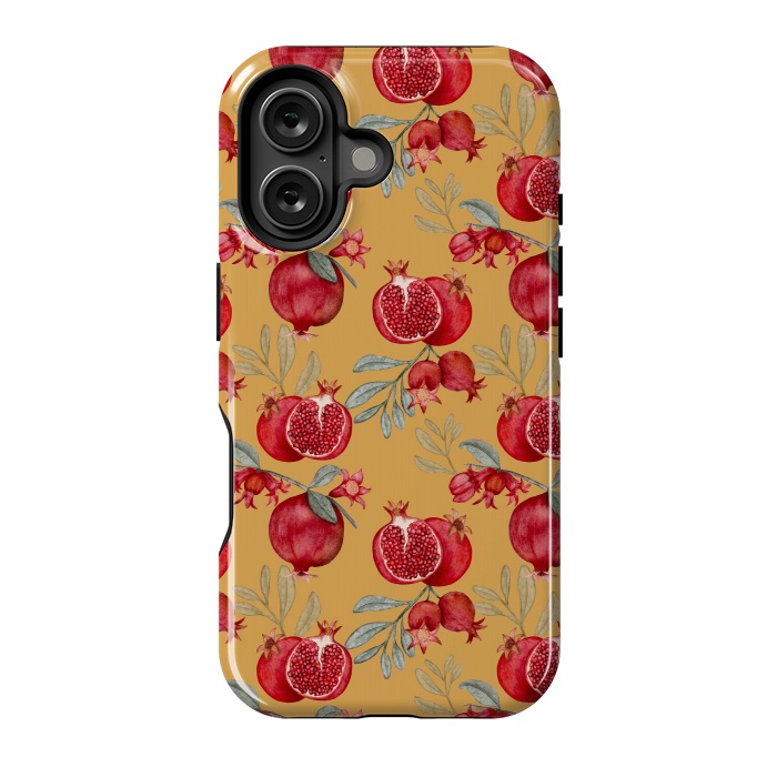 iPhone 16 StrongFit Pomegranates, yellow by Flowery Stories