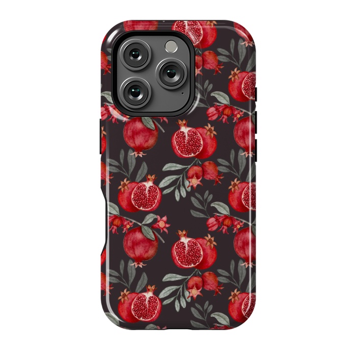 iPhone 16 Pro StrongFit Pomegranates, black by Flowery Stories