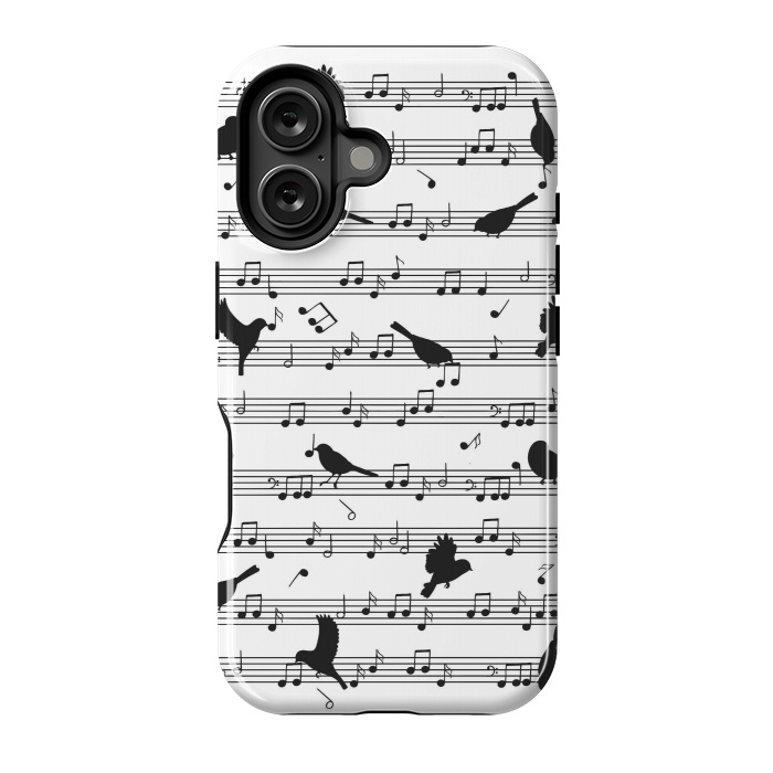 iPhone 16 StrongFit Birds on Musical notes - Black by LM2Kone