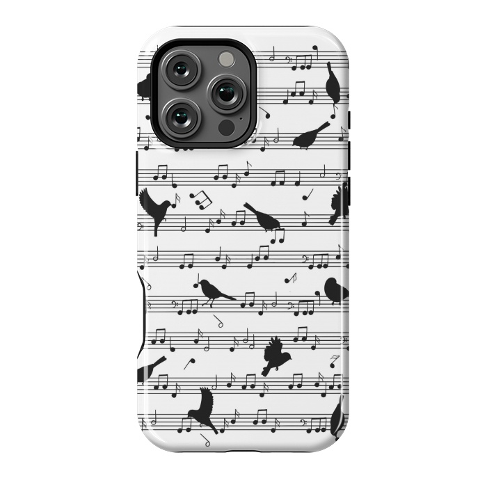 iPhone 16 Pro Max StrongFit Birds on Musical notes - Black by LM2Kone