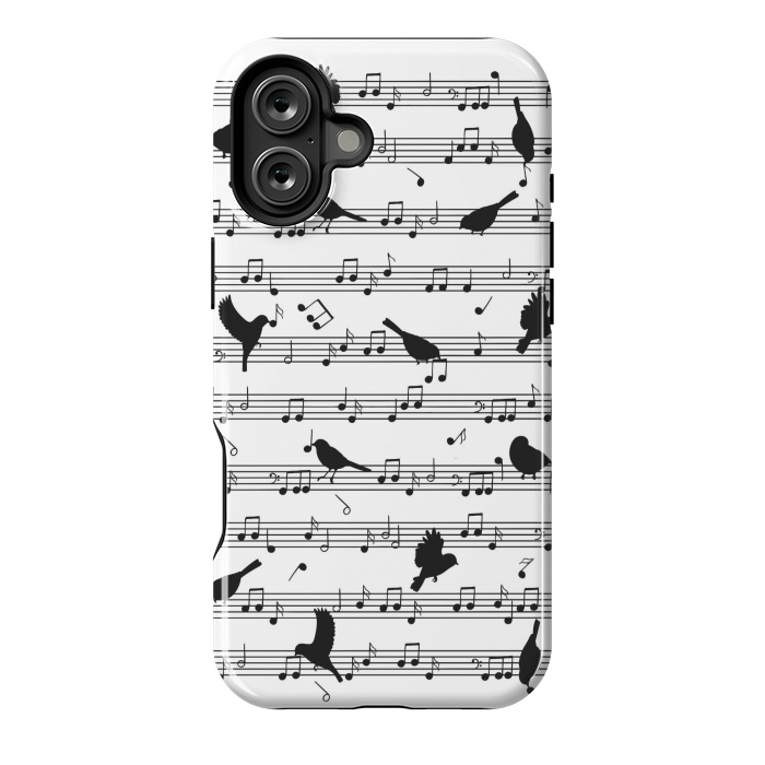 iPhone 16 Plus StrongFit Birds on Musical notes - Black by LM2Kone