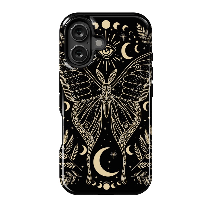 iPhone 16 StrongFit Occult Mystical Moon Moth by LM2Kone