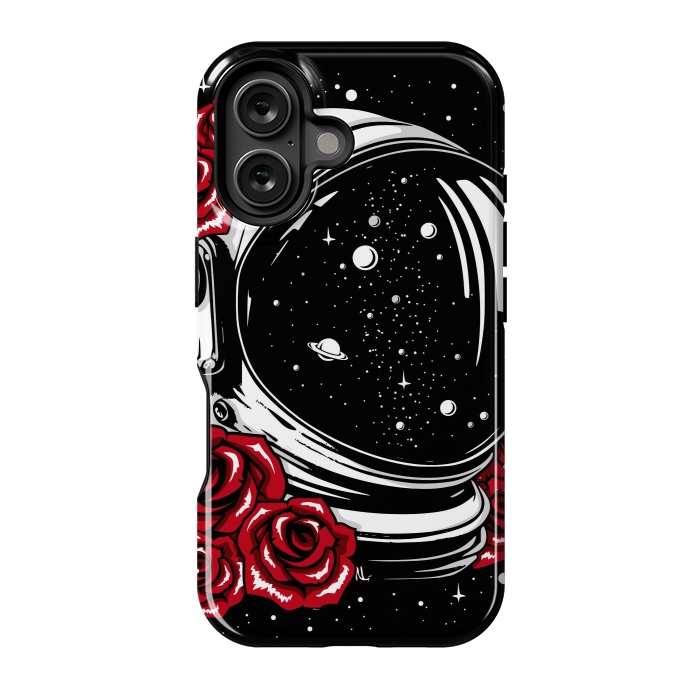 iPhone 16 StrongFit Astronaut Helmet of Roses by LM2Kone