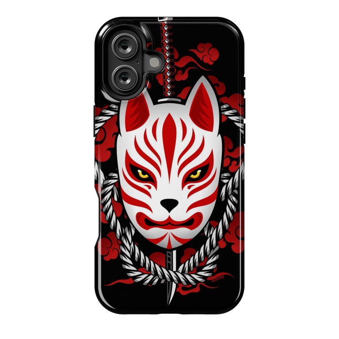 iPhone 16 Plus StrongFit Kitsune - Red Clouds by LM2Kone