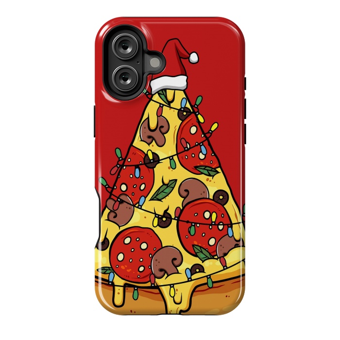 iPhone 16 Plus StrongFit Merry Christmas Pizza by LM2Kone