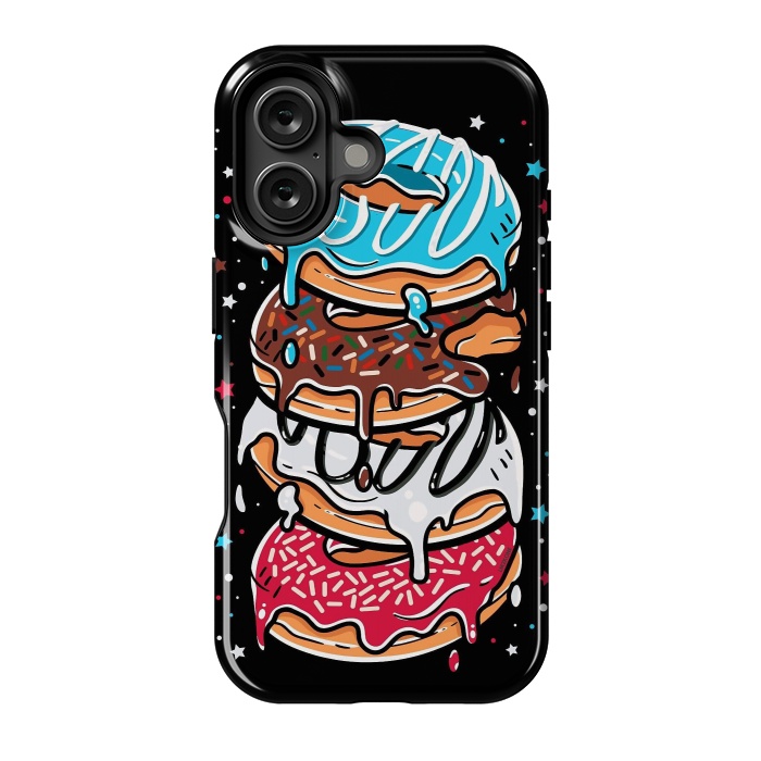 iPhone 16 StrongFit Stack of Multi-colored Donuts by LM2Kone