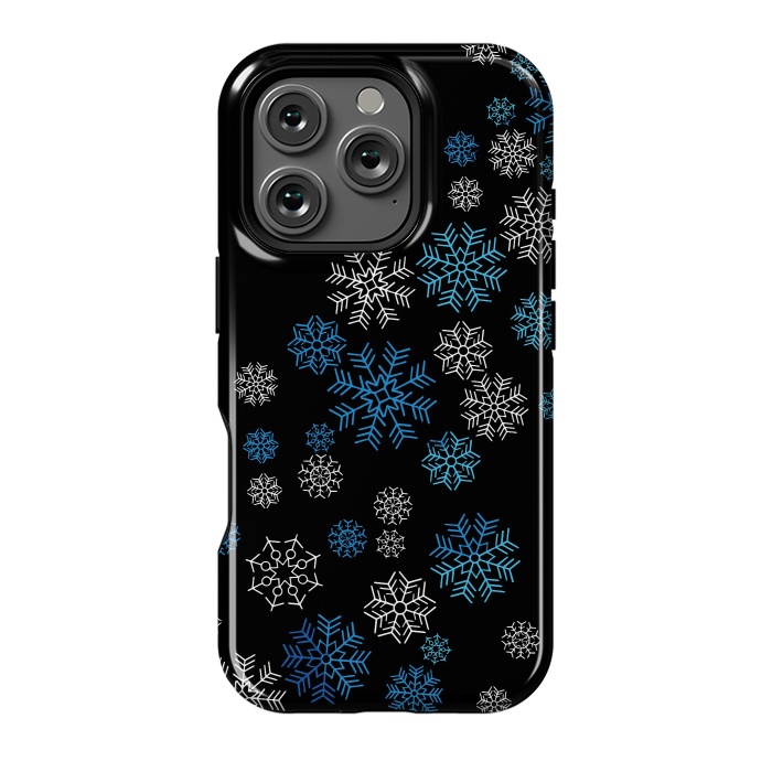 iPhone 16 Pro StrongFit Christmas Blue Snow Pattern by LM2Kone