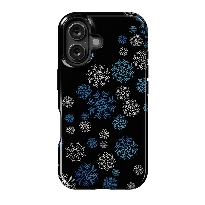 iPhone 16 StrongFit Christmas Blue Snow Pattern by LM2Kone