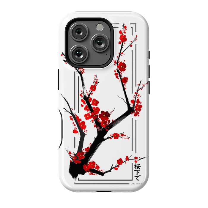 iPhone 16 Pro StrongFit Modern Cherry Blossom - Black by LM2Kone