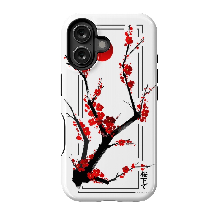 iPhone 16 StrongFit Modern Cherry Blossom - Black by LM2Kone