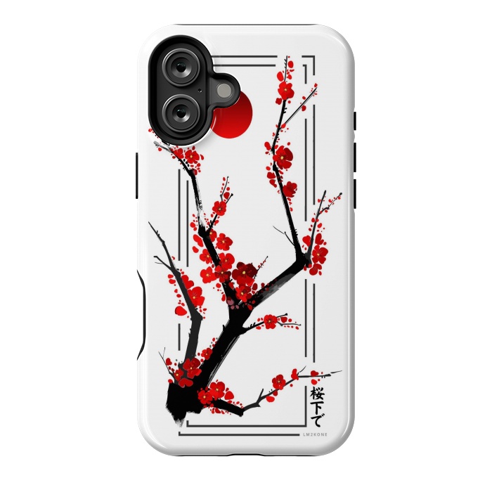 iPhone 16 Plus StrongFit Modern Cherry Blossom - Black by LM2Kone