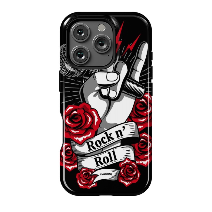 iPhone 16 Pro StrongFit Rock N Roll - Metal Roses by LM2Kone