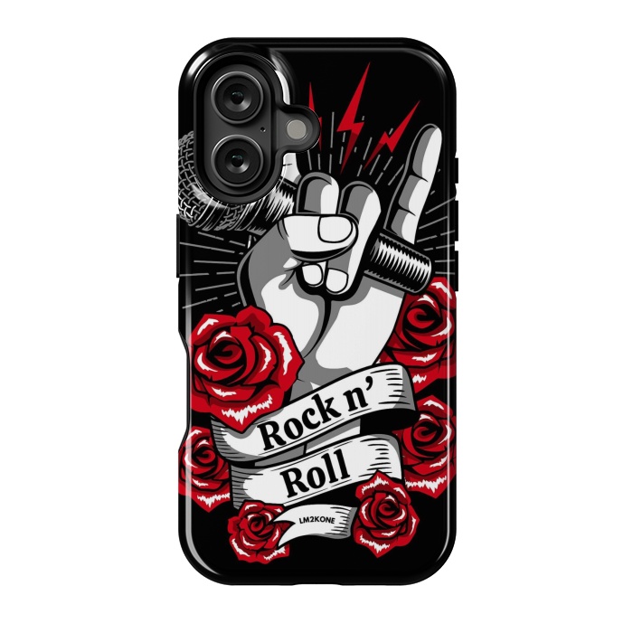 iPhone 16 StrongFit Rock N Roll - Metal Roses by LM2Kone