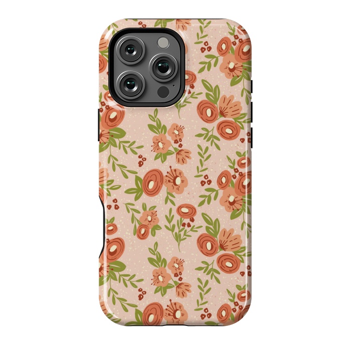 iPhone 16 Pro Max StrongFit Coral Flowers by Tiny Thistle Studio