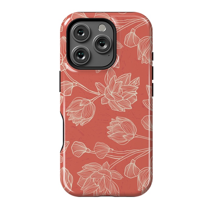 iPhone 16 Pro StrongFit Coral Floral Linework by Tiny Thistle Studio