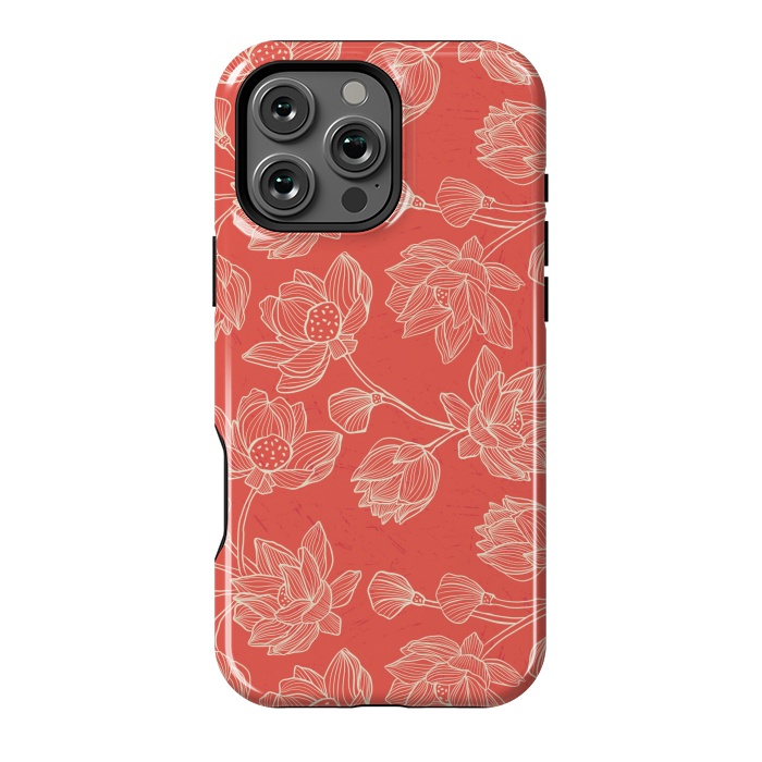 iPhone 16 Pro Max StrongFit Coral Floral Linework by Tiny Thistle Studio