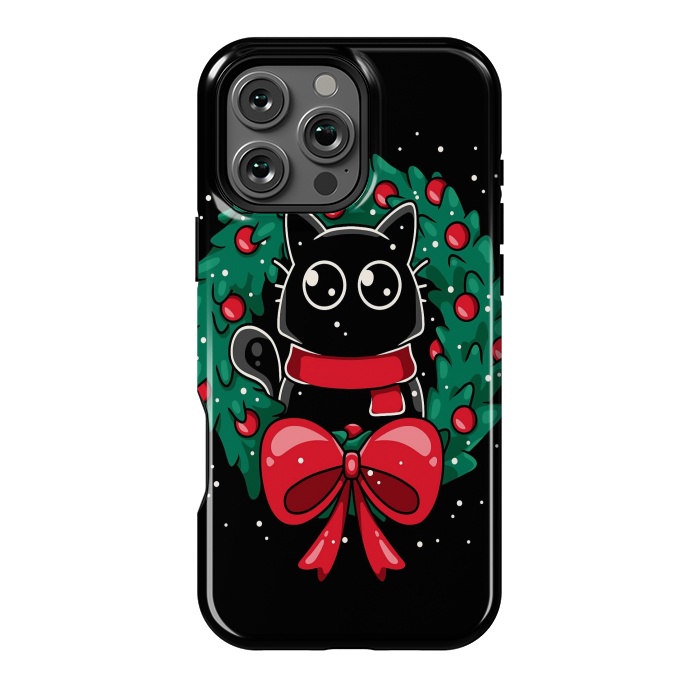 iPhone 16 Pro Max StrongFit Christmas Cat Wreath by LM2Kone