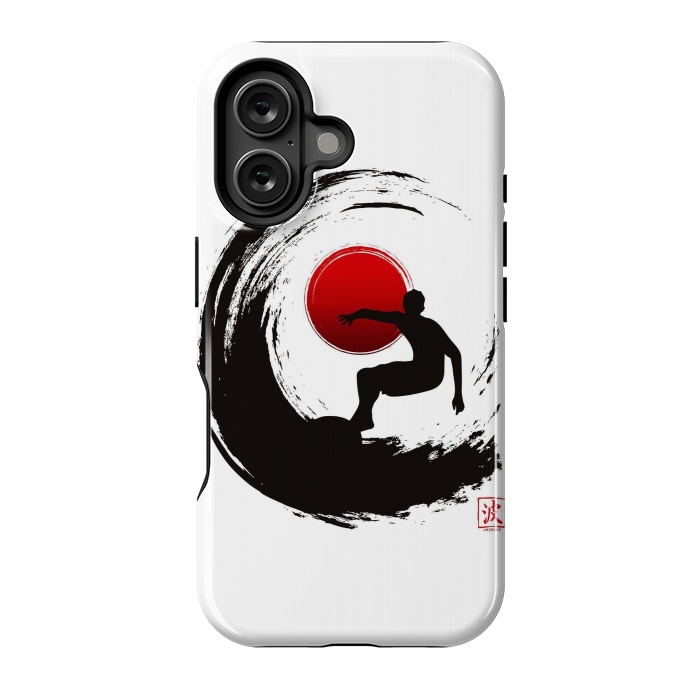 iPhone 16 StrongFit Enso Surf Japanese black by LM2Kone