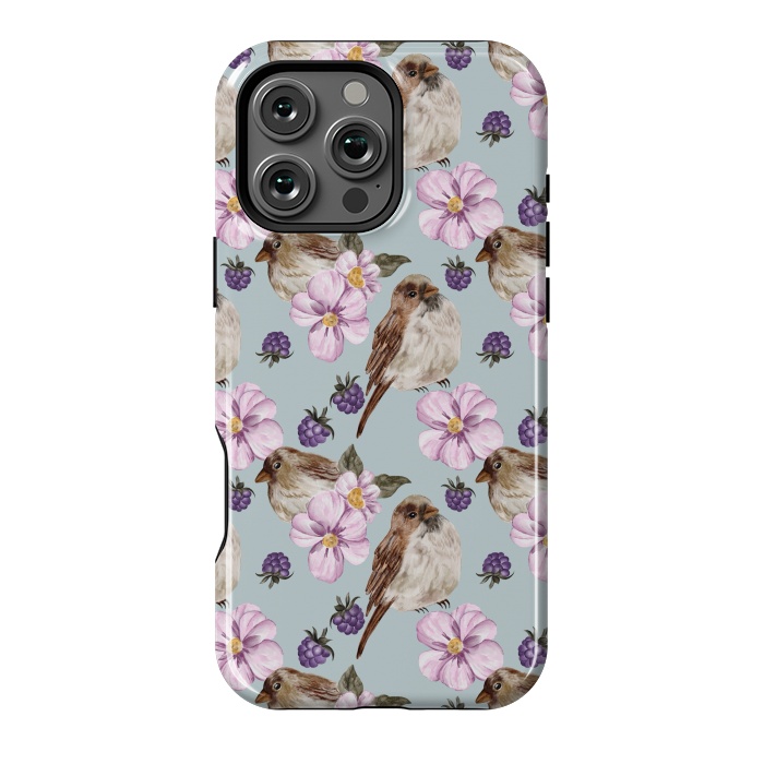 iPhone 16 Pro Max StrongFit Birds, light teal by Flowery Stories