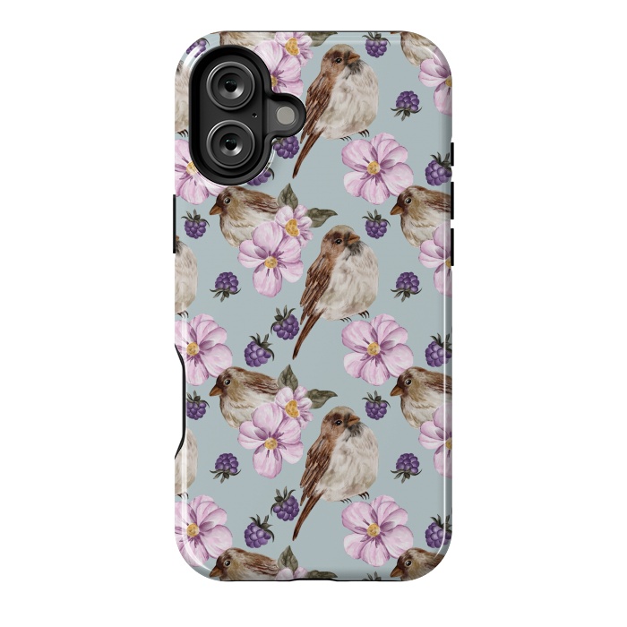 iPhone 16 Plus StrongFit Birds, light teal by Flowery Stories