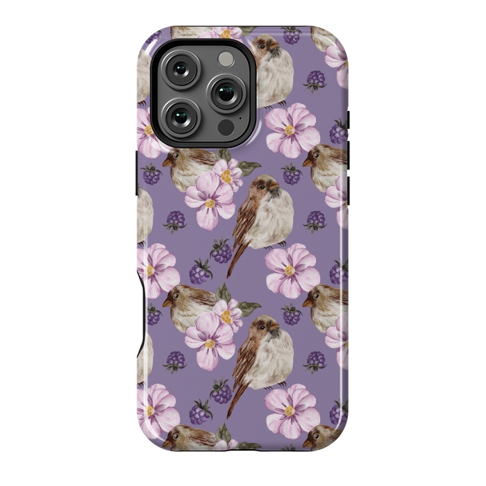 iPhone 16 Pro Max StrongFit Birds, dark purple by Flowery Stories