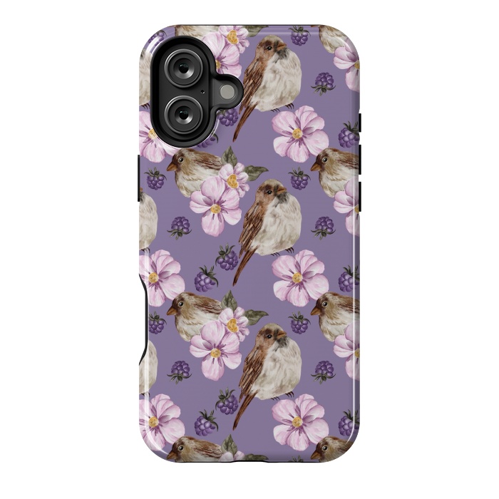 iPhone 16 Plus StrongFit Birds, dark purple by Flowery Stories