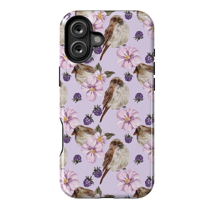 iPhone 16 Plus StrongFit Birds, light purple by Flowery Stories