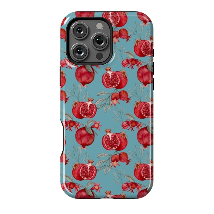 iPhone 16 Pro Max StrongFit Red fruits, light teal by Flowery Stories