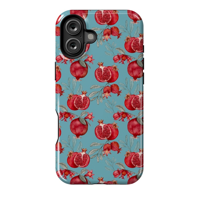 iPhone 16 Plus StrongFit Red fruits, light teal by Flowery Stories