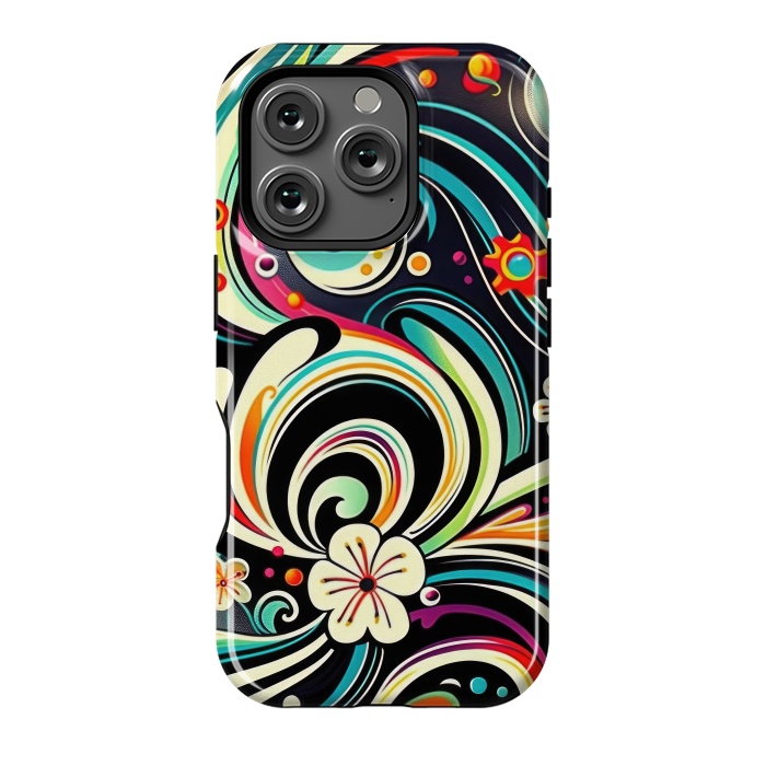 iPhone 16 Pro StrongFit Retro Whimsical Floral Pattern by Texnotropio