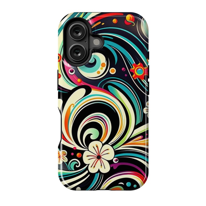 iPhone 16 StrongFit Retro Whimsical Floral Pattern by Texnotropio