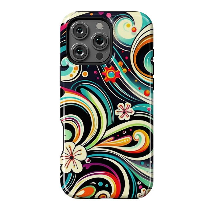 iPhone 16 Pro Max StrongFit Retro Whimsical Floral Pattern by Texnotropio