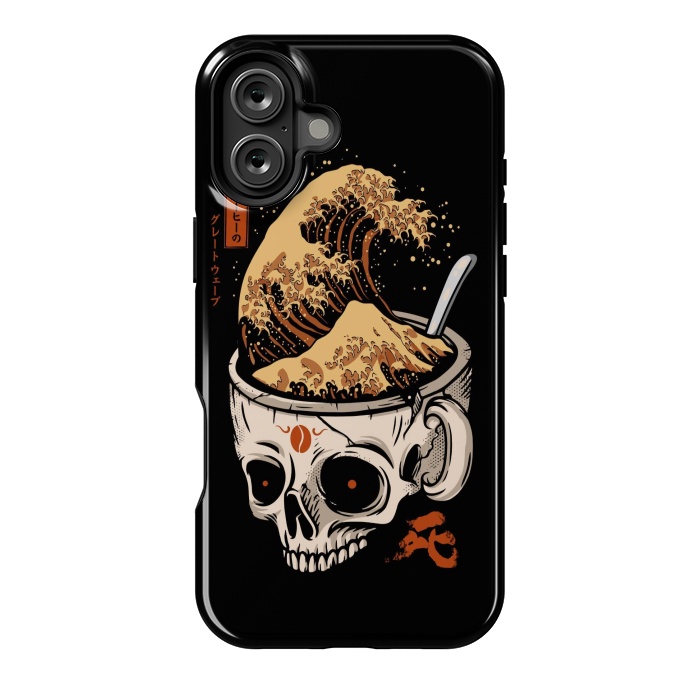 iPhone 16 Plus StrongFit The Great Wave of Skull Coffee by LM2Kone