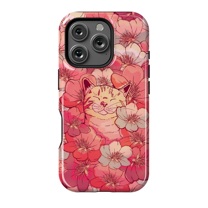 iPhone 16 Pro StrongFit The cherry blossom cat by Steve Wade (Swade)