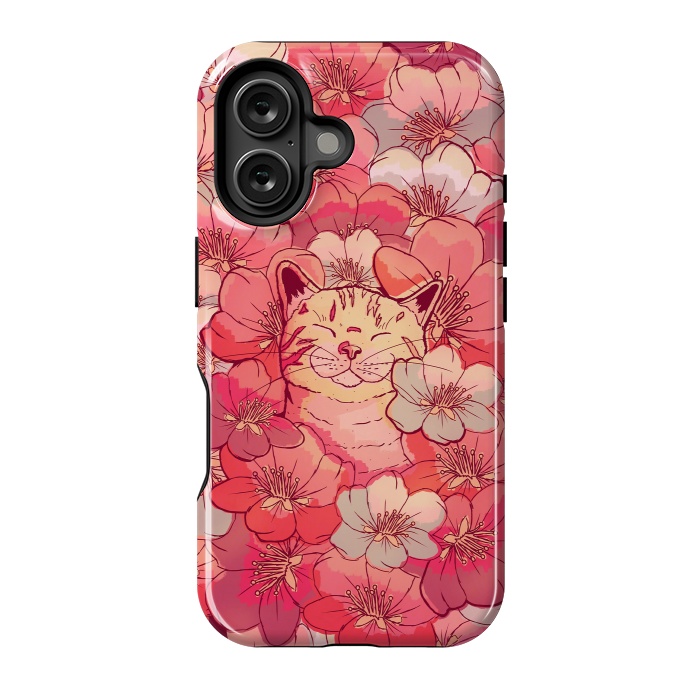 iPhone 16 StrongFit The cherry blossom cat by Steve Wade (Swade)