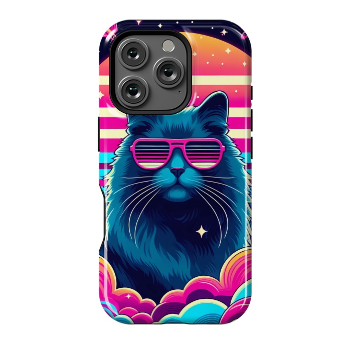 iPhone 16 Pro StrongFit Neon Cat Punkadelic by JohnnyVillas