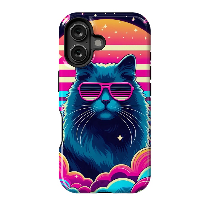 iPhone 16 StrongFit Neon Cat Punkadelic by JohnnyVillas