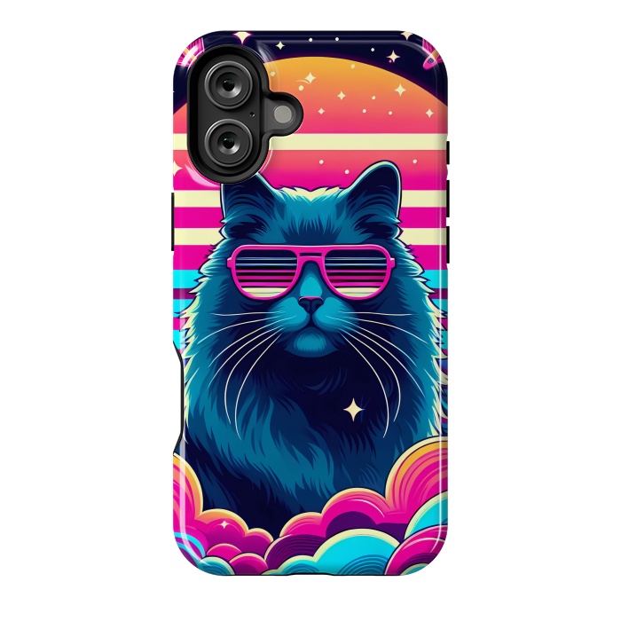 iPhone 16 Plus StrongFit Neon Cat Punkadelic by JohnnyVillas