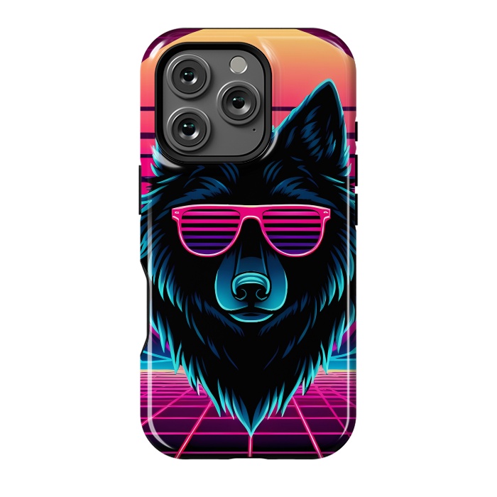 iPhone 16 Pro StrongFit Neon Black Wolf by JohnnyVillas