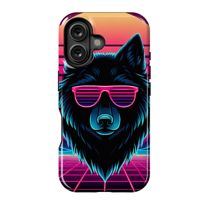 iPhone 16 StrongFit Neon Black Wolf by JohnnyVillas