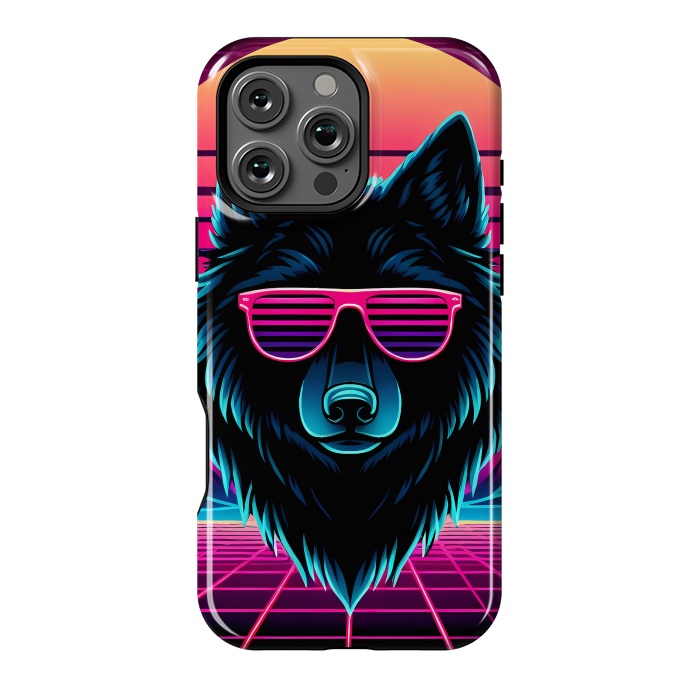 iPhone 16 Pro Max StrongFit Neon Black Wolf by JohnnyVillas