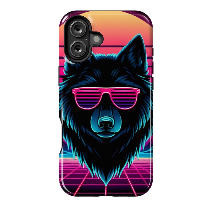 iPhone 16 Plus StrongFit Neon Black Wolf by JohnnyVillas