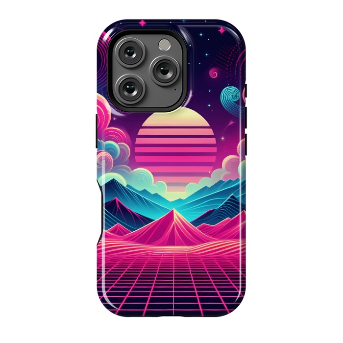 iPhone 16 Pro StrongFit Sunset Neon Peaks by JohnnyVillas