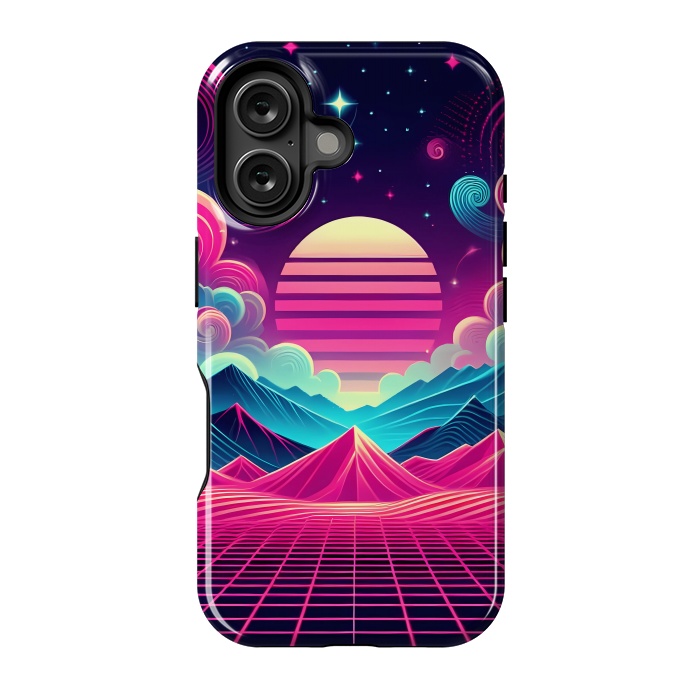 iPhone 16 StrongFit Sunset Neon Peaks by JohnnyVillas