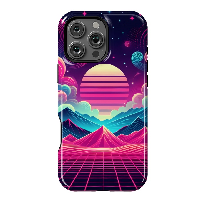 iPhone 16 Pro Max StrongFit Sunset Neon Peaks by JohnnyVillas