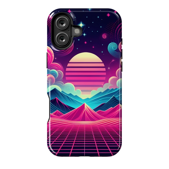 iPhone 16 Plus StrongFit Sunset Neon Peaks by JohnnyVillas